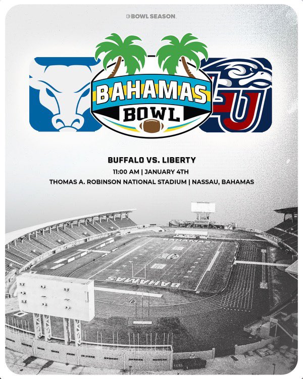 Bowl Season (@bowlseason) on Twitter photo ๐จITโS OFFICIAL๐จ<a href="/UBFootball/">UB Football</a> will face <a href="/LibertyFootball/">Liberty Football</a> in the <a href="/TheBahamasBowl/">Bahamas Bowl</a>!
#BowlSeason #CFB #collegefootball #UBhornsUP #GoBulls #buffalobulls #LibertyFootball #FlamesFootball #GoFlames ๐จITโS OFFICIAL๐จ<a href="/UBFootball/">UB Football</a> will face <a href="/LibertyFootball/">Liberty Football</a> in the <a href="/TheBahamasBowl/">Bahamas Bowl</a>!
#BowlSeason #CFB #collegefootball #UBhornsUP #GoBulls #buffalobulls #LibertyFootball #FlamesFootball #GoFlames