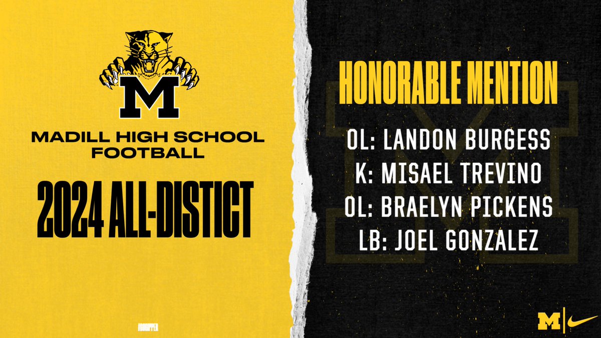 Congratulations to Braelyn Pickens, Misael Trevino, Landon Burgess, and Joel Gonzalez for making the All-District football team!