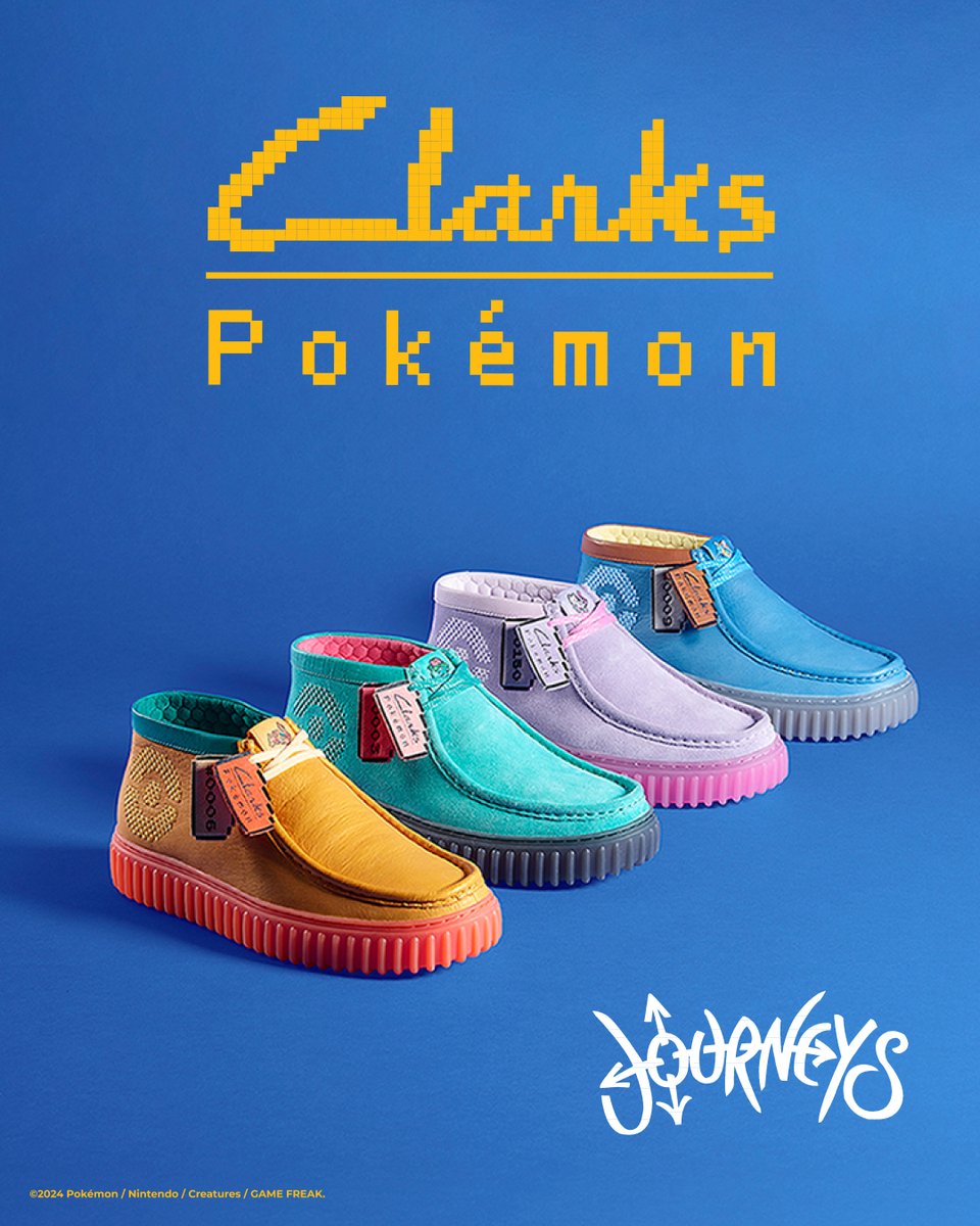 Pokémon x Clarks. ready to choose your Pokémon? available online and in-store at select Journeys locations now.

#clarks #pokemon @pokemonnewsuk #journeysshoes
