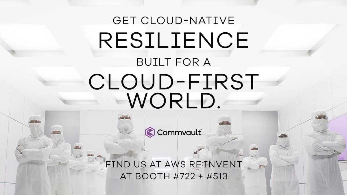 PatrickRedknap's tweet photo. Another day of #AWSreInvent begins! Today we have @Commvault’s session - Best Practices for Cyber Readiness, Recovery, and Rebuild
Be at MGM Chairman’s 366 @ 12:30 PM! #CyberResilience #ClumioBackTrack #ContinuousBusiness ☁️ 🖥️ ⚡️ https://t.co/RhAHKwThU9