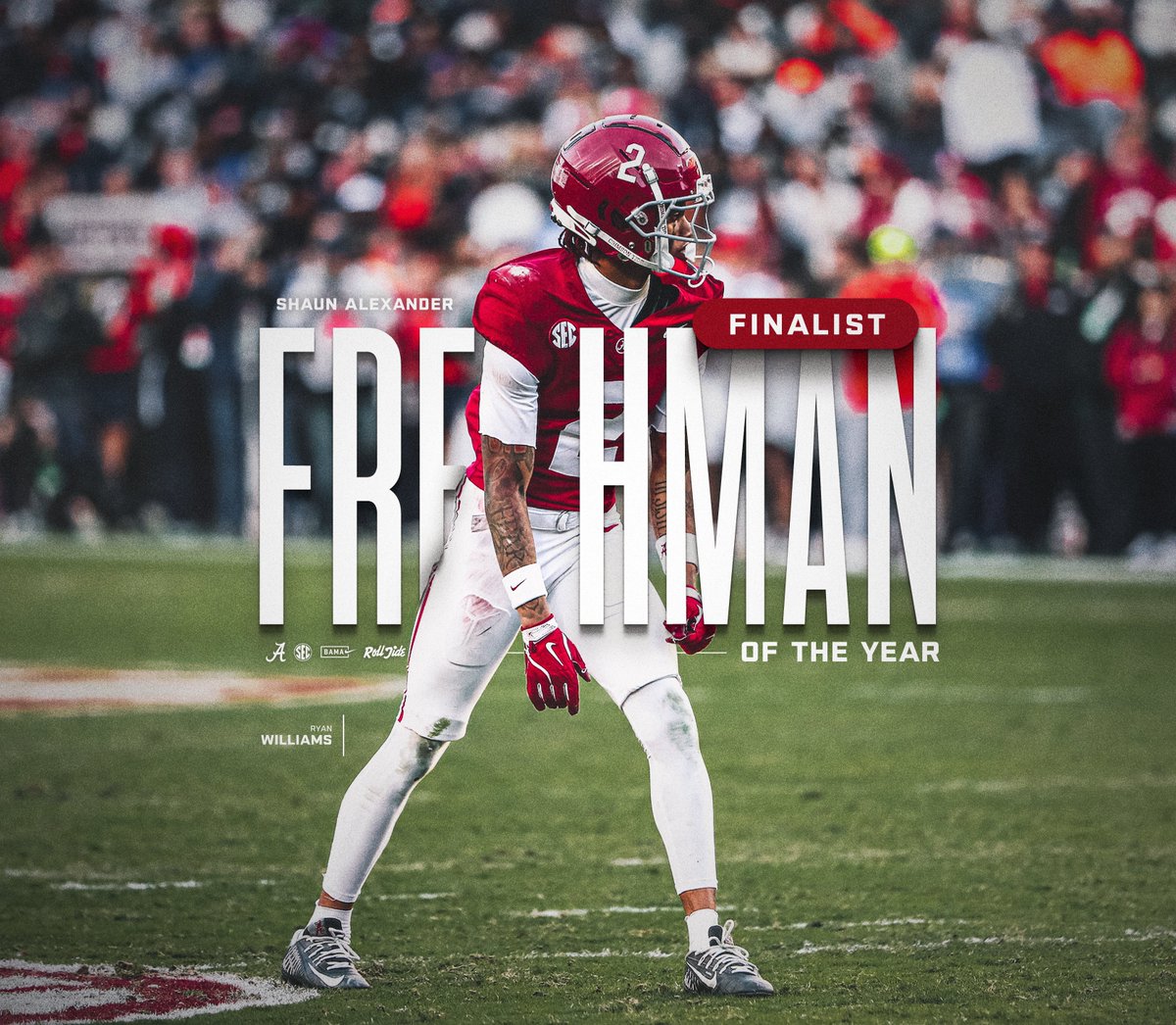 AlabamaFTBL's tweet image. 🔴FINALIST: Freshman Player of the Year 🔴
@Ryanwms1 x @shaunalexander
#RollTide
