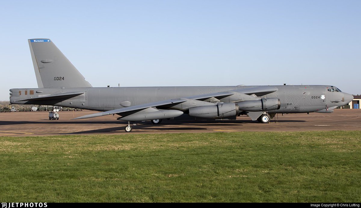 Andyyyyrrrr's tweet photo. 15:03 MARVEL 20 flt x2 USAF B-52/H #Stratofortress's
Just Departed RAF Fairford using same callsign as Last Time.
Currently Climbing FL100 and Looking to Head NORTH Heading 360.
Working Brize Radar 231.950.
#MARVEL20 #MARVEL21 #B52 #BTF https://t.co/fkLCNZjWhI