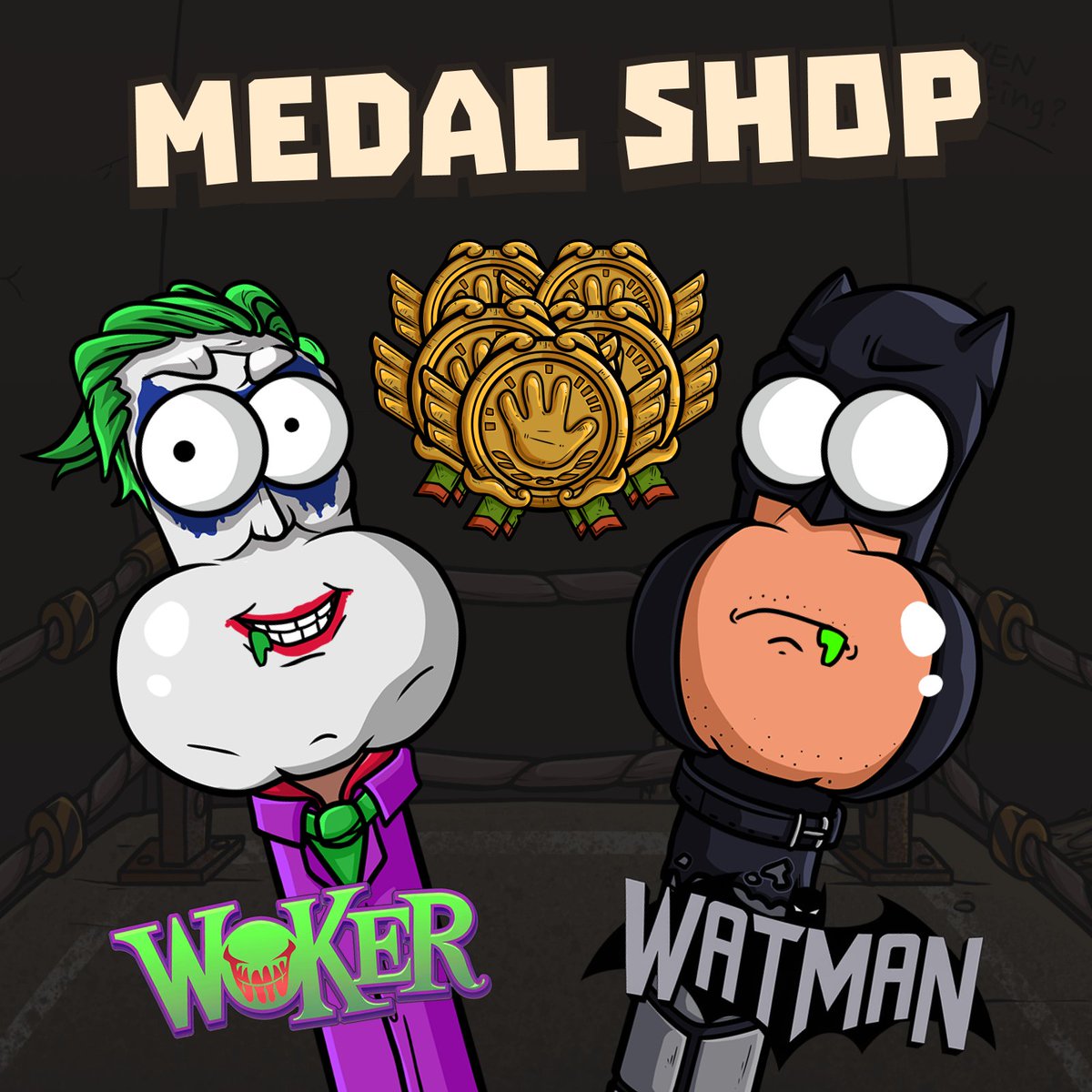wormfare's tweet image. Some of you may have noticed a new tab in the shop: the “Medal Shop”

Earned some medals in tournaments? You can now use them to get exclusive items!🎁

Meet Woker🤹🏻‍♂️ and Watman🦇 - available only for medals!

#wormup #wormfare #slap