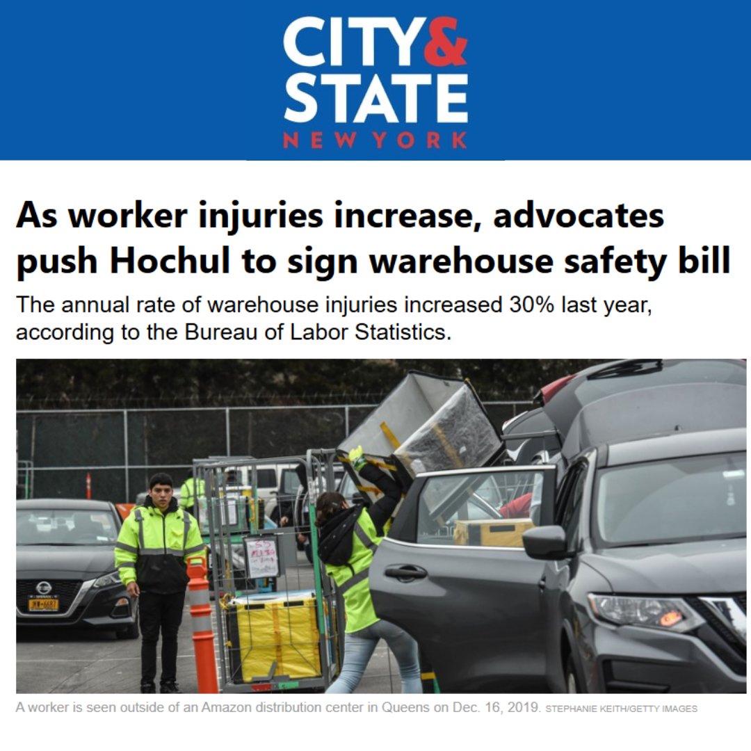 ALIGN (@alignny) on Twitter photo NEW: Warehouse worker injuries are on the rise in New York.
The rate of injury equates to one injury per nine workers in 2023, a 30% increase in injuries year over year.
<a href="/GovKathyHochul/">Governor Kathy Hochul</a> must sign the Warehouse Worker Injury Reduction Act into law now.
cityandstateny.com/policy/2024/12… NEW: Warehouse worker injuries are on the rise in New York.
The rate of injury equates to one injury per nine workers in 2023, a 30% increase in injuries year over year.
<a href="/GovKathyHochul/">Governor Kathy Hochul</a> must sign the Warehouse Worker Injury Reduction Act into law now.
cityandstateny.com/policy/2024/12…