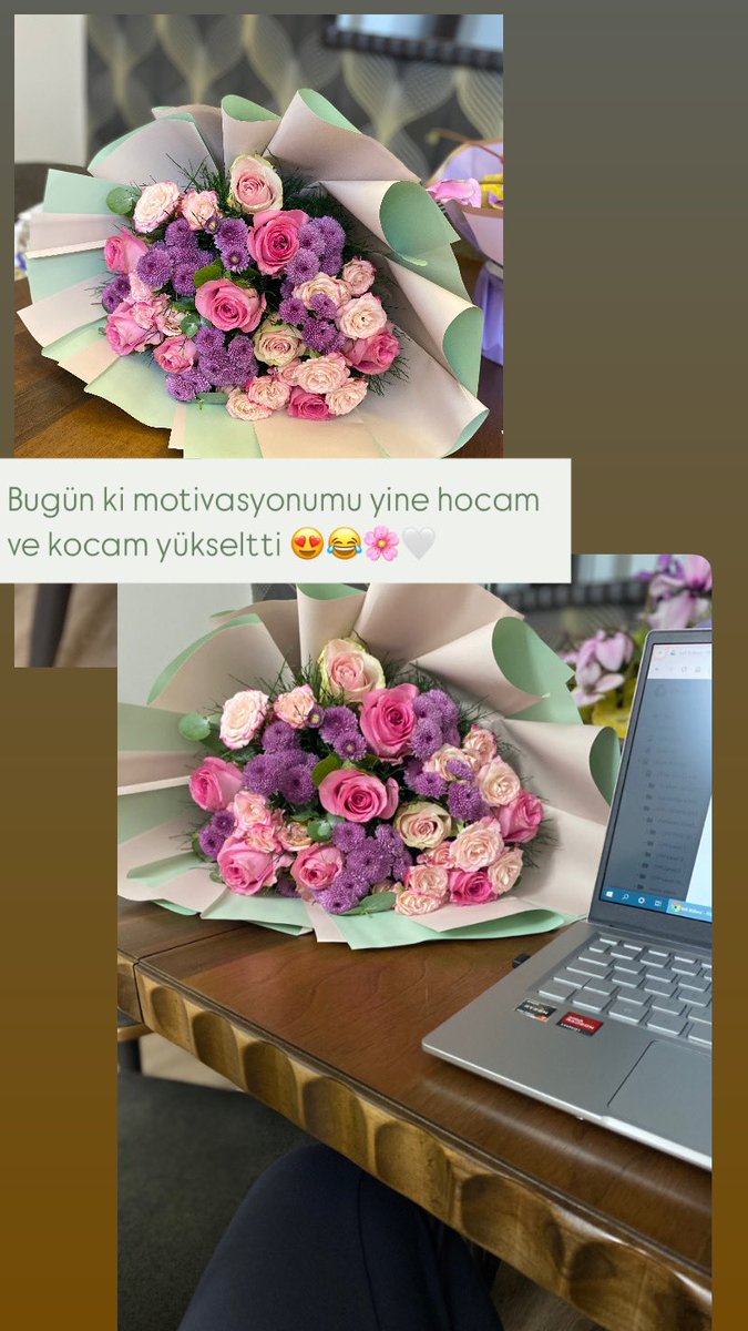 Böyle pat diye koca buketle gelir,canım sevgilim🌸🤍🥹