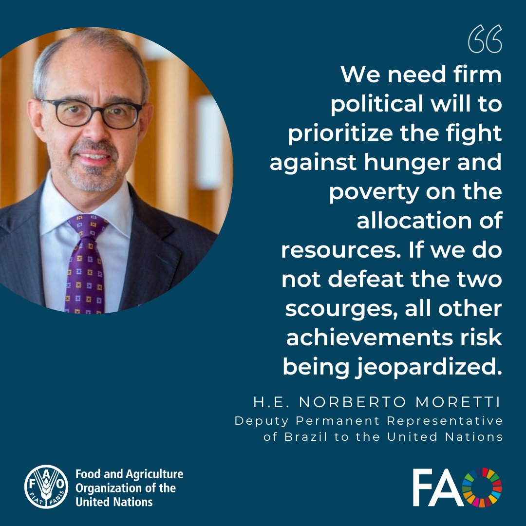 FAO in New York (@faonewyork) on Twitter photo At the 2nd PrepCom for #FfD4 side-event on the Prevention and Mitigation of Food Crises and Transformation of Agrifood Systems, <a href="/Brazil_UN_NY/">Brazil Mission to the UN</a>'s Ambassador Norberto Moretti highlighted the need to prioritize the fight against #hunger and #poverty on the allocation of resources. At the 2nd PrepCom for #FfD4 side-event on the Prevention and Mitigation of Food Crises and Transformation of Agrifood Systems, <a href="/Brazil_UN_NY/">Brazil Mission to the UN</a>'s Ambassador Norberto Moretti highlighted the need to prioritize the fight against #hunger and #poverty on the allocation of resources.