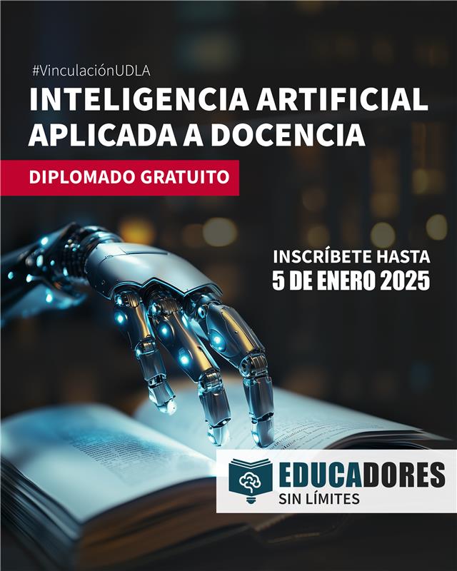 UDLAEcuador's tweet photo. 🎓 ¡Docentes innovadores comienzan aquí! 🌍💻

Forma parte de la 3ª Cohorte del #diplomado gratuito "Inteligencia Artificial aplicada a la docencia", promovido por #VinculaciónUDLA con el programa Educadores sin Límites. Más de 15 000 estudiantes de Ecuador y el mundo ya son parte de esta experiencia transformadora.
 
📅 Cierre de inscripciones: 5 de enero
📚 Inicio de clases: 8 de enero
🔗 Regístrate ahora en el link: https://t.co/IVJ5FFCMqP
 
#AIEnLaDocencia #DiplomadoGratuito @UDLA_Investiga