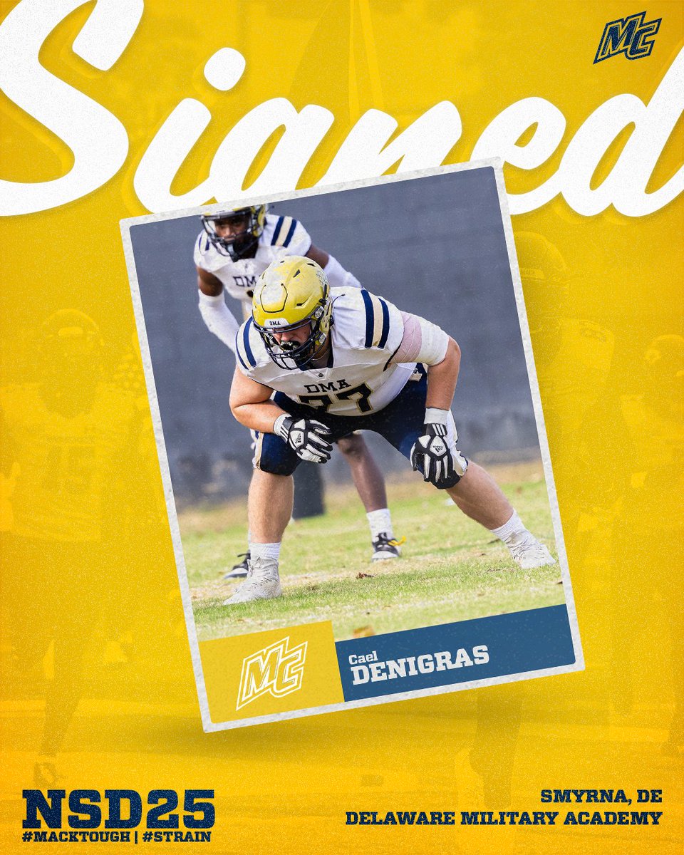 Merrimack Football (@merrimack_fb) on Twitter photo Welcome in this mauler in the trenches‼️ <a href="/CaelDenigris/">Cael “The Mountain” DeNigris</a>
#MackTough // #STRAIN // #NSD25 Welcome in this mauler in the trenches‼️ <a href="/CaelDenigris/">Cael “The Mountain” DeNigris</a>
#MackTough // #STRAIN // #NSD25