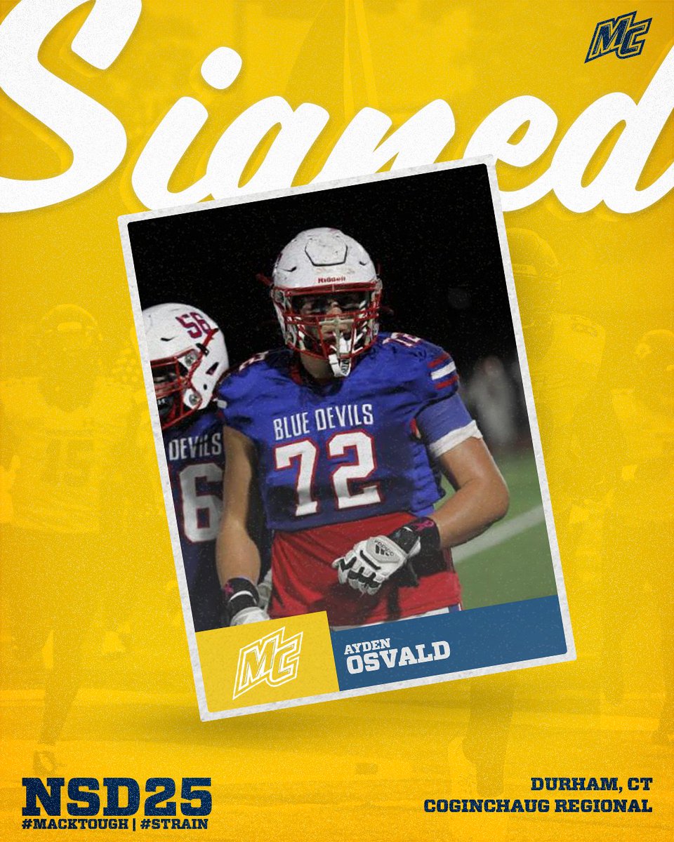 Merrimack Football (@merrimack_fb) on Twitter photo Welcome in this HUGE edition to the O-Line group‼️ <a href="/Ayden_Osvald_72/">Ayden Osvald</a>
#MackTough // #STRAIN // #NSD25 Welcome in this HUGE edition to the O-Line group‼️ <a href="/Ayden_Osvald_72/">Ayden Osvald</a>
#MackTough // #STRAIN // #NSD25