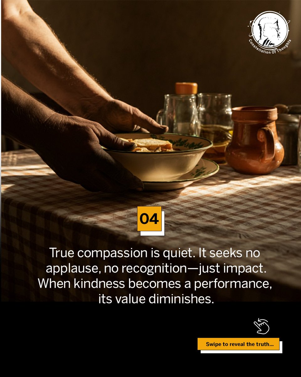 ConstofThoughts's tweet photo. Have you ever stopped to ask yourself—Why am I being kind? 
Is it to truly help someone, or to take advantage of them?

Kindness should flow from compassion, not the need for recognition.

What motivates your kindness? Share your thoughts below. https://t.co/tAq3TqUbQ2