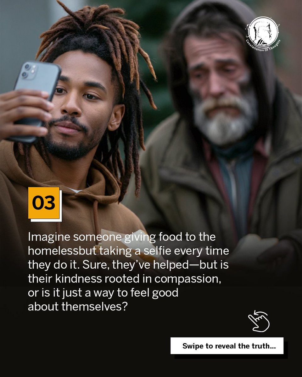 ConstofThoughts's tweet photo. Have you ever stopped to ask yourself—Why am I being kind? 
Is it to truly help someone, or to take advantage of them?

Kindness should flow from compassion, not the need for recognition.

What motivates your kindness? Share your thoughts below. https://t.co/tAq3TqUbQ2