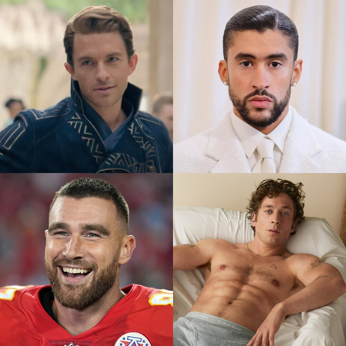 PopCrave's tweet image. Hottest men of 2024 according to Grindr Unwrapped:

1. Pedro Pascal
2. Jonathan Bailey
3. Bad Bunny
4. Travis Kelce
5. Jeremy Allen White