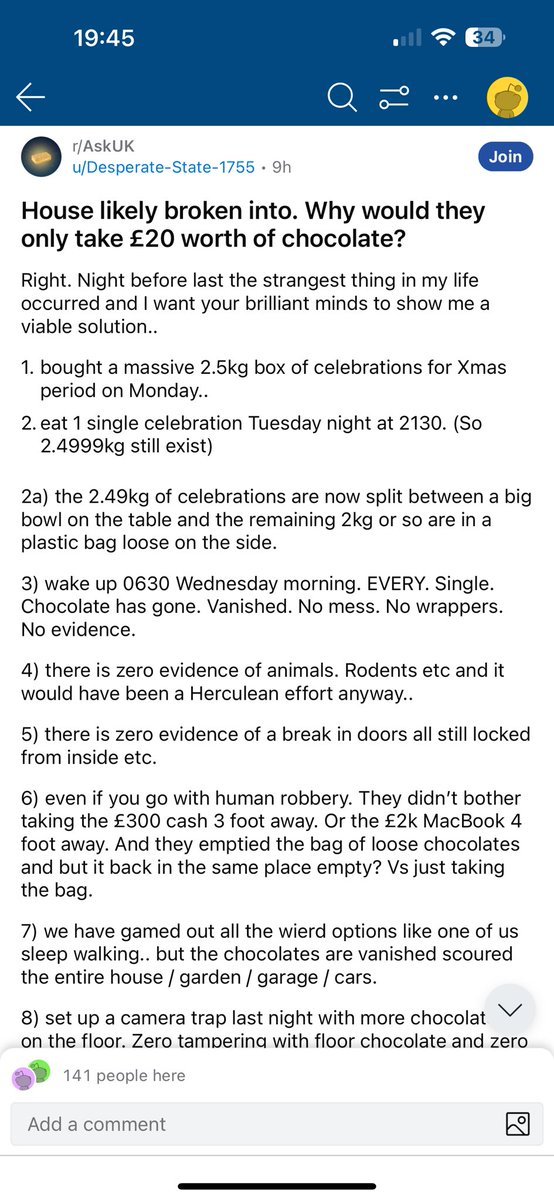 Shame she’s in the #imacelebrity2024 jungle. This feels like a case only Colleen Rooney can crack…

reddit.com/r/AskUK/commen…