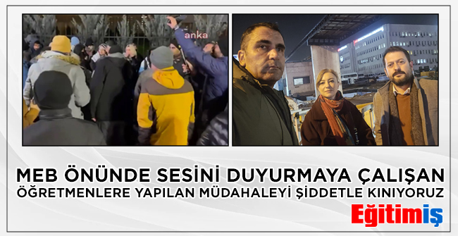 egitimis's tweet photo. MEB ÖNÜNDE SESİNİ DUYURMAYA ÇALIŞAN ÖĞRETMENLERE YAPILAN MÜDAHALEYİ ŞİDDETLE KINIYORUZ
Atanma hakkı elinden alınarak mağdur edilen ve Milli Eğitim Bakanlığı önünde seslerini duyurmaya çalışan öğretmenlere yapılan müdahaleyi şiddetle kınıyoruz. Bugün Bakanlık önünde toplanan meslektaşlarımız, demokratik haklarını kullanarak taleplerini dile getirmek isterken, polis müdahalesiyle karşılaşmış ve iki öğretmenimiz gözaltına alınmıştır.
Eğitim-İş olarak, gözaltına alınan öğretmenlerimizin yanında olduğumuzu bir kez daha vurguluyoruz. MYK üyelerimiz ve avukatımız şu anda gözaltındaki öğretmenlerimizin durumunu yakından takip etmek üzere Ankara Emniyet Müdürlüğü’ndeler. Ayrıca bir MYK üyemiz Milli Eğitim Bakanlığı önünde kalarak olay yerindeki süreci izlemeye devam etmektedir.
Öğretmenlerin atanma hakkı başta olmak üzere, tüm hak arama mücadelelerinde yanlarında olmaya devam edeceğiz. Demokratik haklarını kullanan meslektaşlarımıza yapılan bu müdahale kabul edilemez. Milli Eğitim Bakanlığı’nı, öğretmenlerin sesine kulak vermeye ve bu haksız uygulamaları bir an önce sonlandırmaya davet ediyoruz.
Eğitim-İş olarak, sürecin takipçisi olacağız.

https://t.co/PnRQfNV5Dq

#MülakatNöbetineGözaltı @dagdelen77 @yeliznaz1978 @BURAKSBNC #ÇözümYargıdaDeğilMEBde #AdaletİçinEkYerleştirme #MEB2200MağduruAta