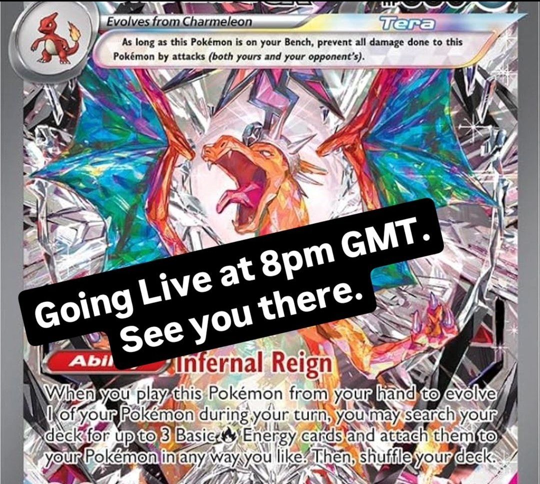Going Live on Twitch at 8pm GMT.
Come along and say hey...
Twitch.tv/namelessptcg