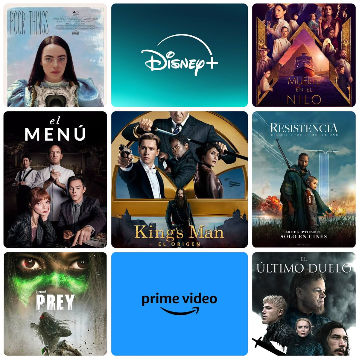 distarplusss's tweet photo. #ULTIMAHORA🚨| A COMPARTIR! Se anuncia que múltiples películas de #Disney entre ellas #PoorThings #KingsmanElOrigen #MuerteEnElNilo #ElMenu #ElUltimoDuelo #Resistencia ingresarán en los pr��ximos meses al catálogo de #PrimeVideo , además la película STARORIGINAL #Prey ya se…. https://t.co/EiCaaXquVq