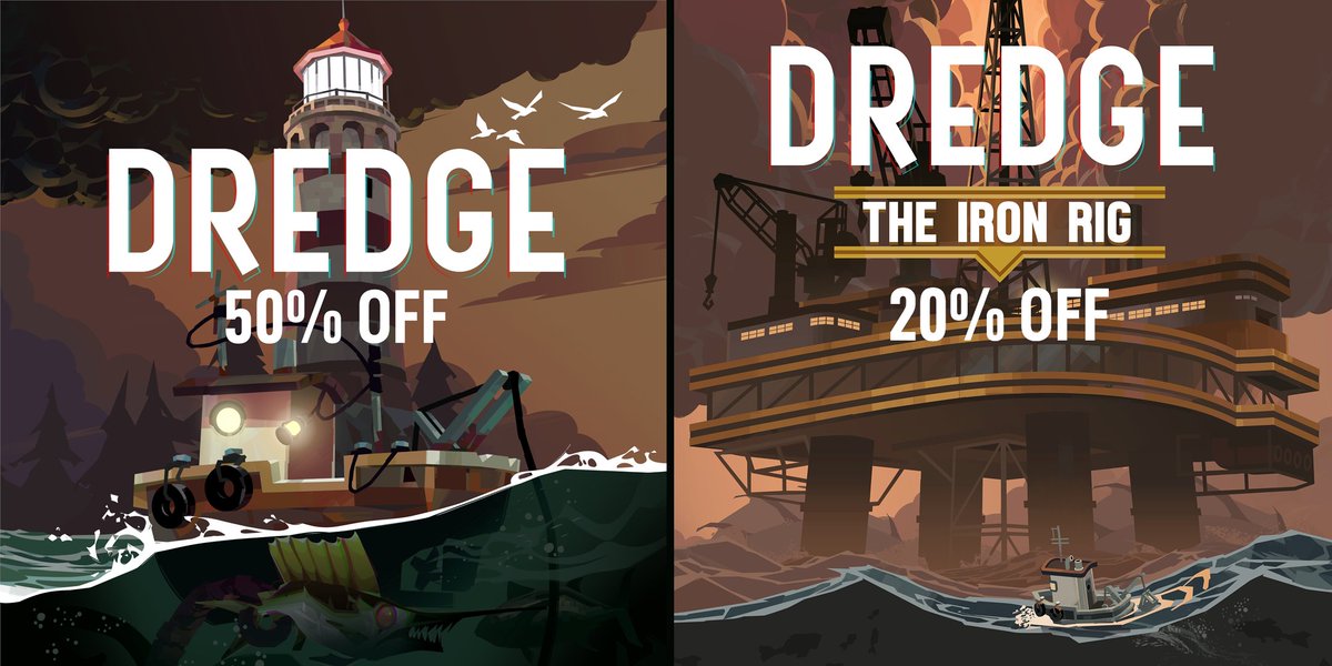 DREDGE and The Iron Rig Expansion are on sale at their deepest discounts ever!

🐟 50% OFF - DREDGE Base Game
🏗️ 20% OFF - The Iron Rig Expansion

Discover more on Steam: ⛵ bit.ly/TW-DREDGE
