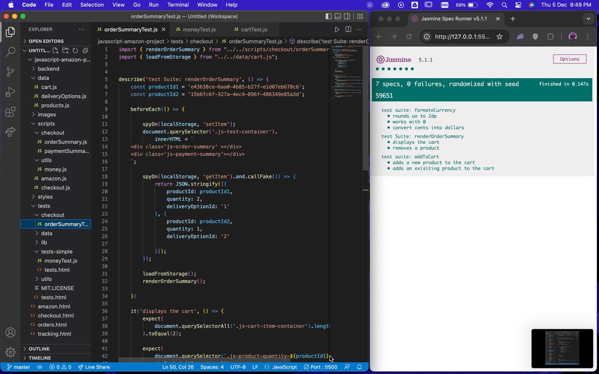 judeman_JS's tweet image. #30Dayscodingchallenge
Day 3: Continuation of testing using jasmine.
Learnt how to test web pages using integration tests (boring 😪) 
Learnt about Hooks using beforeEach and afterEach in jasmine which lets me share code between my test.