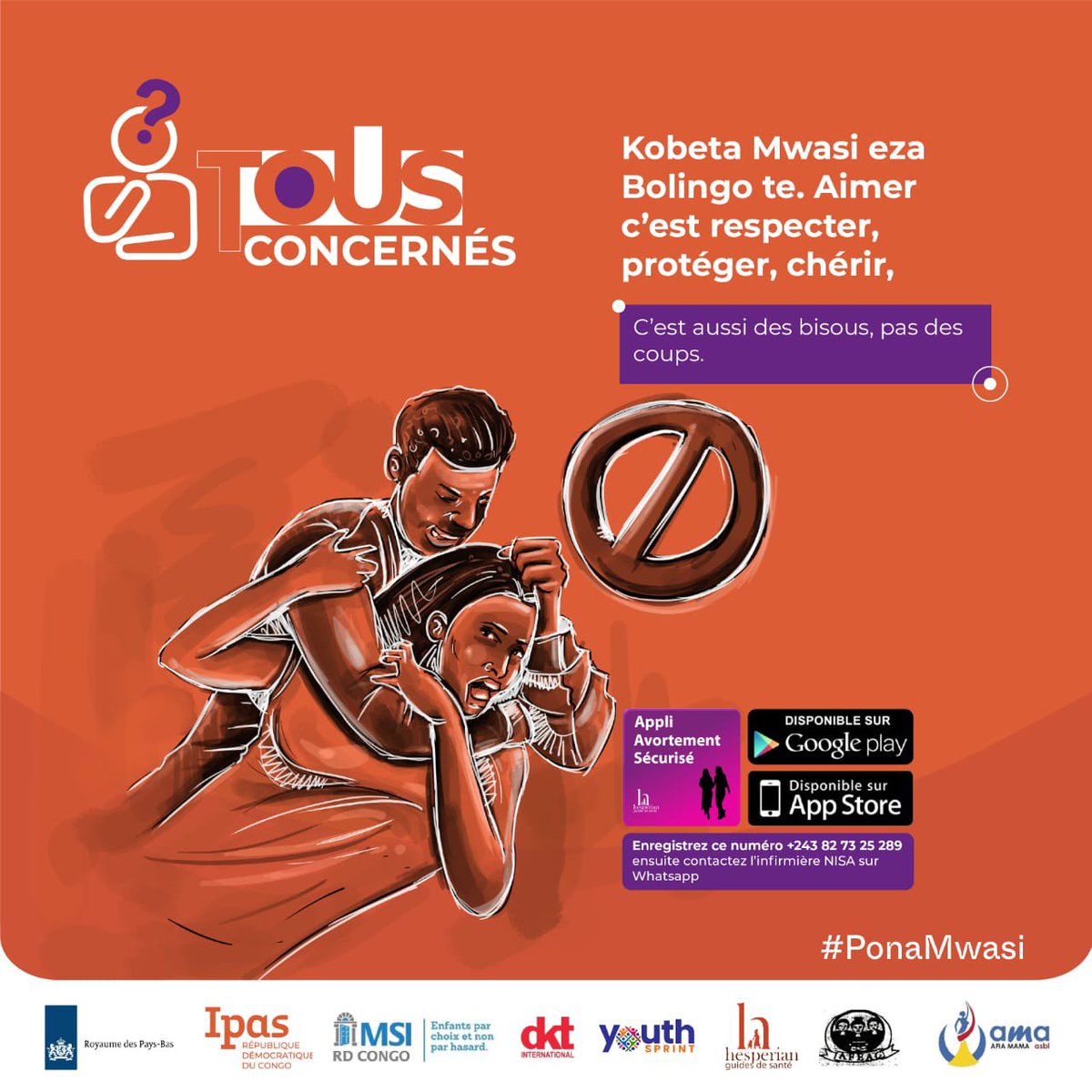 #PonaMwasi 

Les coups et tortures infligés à la femme ne sont pas des preuves d'amour, mais des traitements inhumains et dégradants. 

#AI2SR
#16joursdactivisme
#tousunis