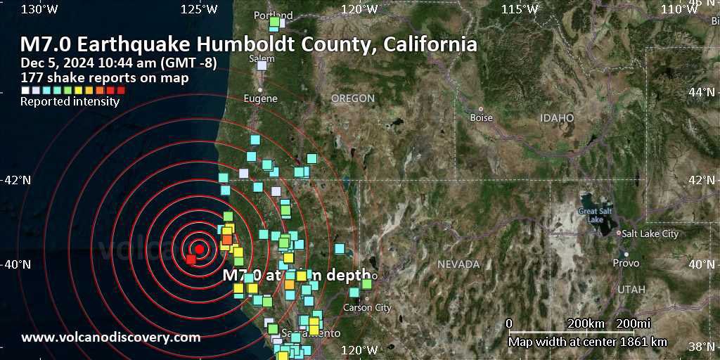 Diario_Supremo's tweet photo. ‼️SISMO frente a las costas de #California el día de hoy
@USGS_Quakes da pronóstico de posibilidad de réplicas luego del #sismo principal M7 al norte de #California - #EEUU. 🇺🇸
#Terremoto #HumboltCounty #USA #México #Rosarito https://t.co/NW0yTWcRtx