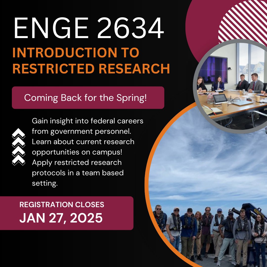 Get the edge in applying for federal jobs by taking Introduction to Restricted Research this Spring Semester! Sign up for this 1 credit course while the Add/Drop period is open!