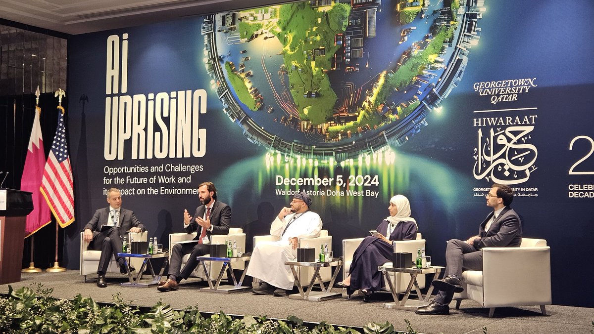 It was a pleasure to join <a href="/GUQatar/">Georgetown University in Qatar</a>'s #Hiwaraat conference on AI and its role in the #FutureOfWork!

Our senior researcher from <a href="/ilo/">International Labour Organization</a> shared the latest research and perspectives on the impact of #GenAI on the world of work and how we can leverage it to achieve #DecentWork for all