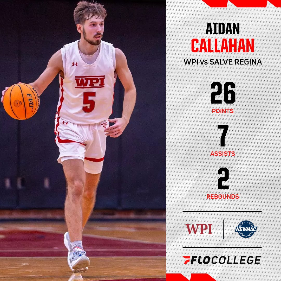 FloCollegeHoops's tweet photo. Callahan ๐พ๐๐๐๐๐ฎโ๐จ๐จโ๐ณ
Aidan Callahan is leading his team in scoring and is currently third in the NEWMAC for points per game.
@NEWMACsports | @WPIMBasketball | #NEWMAChoops https://t.co/JeeWkWDZyV