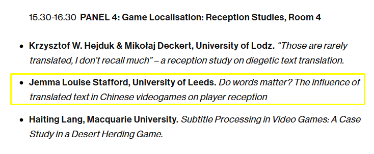 January 30th! Come see me yap about the local and far-reaching influence of localisation in ZH-EN videogames: 3 case studies, 11 interviews and 79 surveys later, does it matter? #FunforAll7 #gamelocresearch #multimodaltranslation #receptionstudies