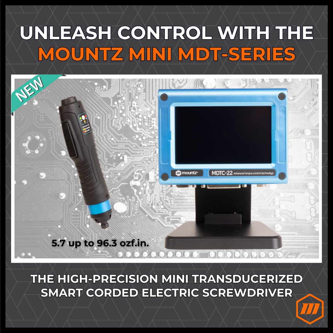 mountztorque's tweet image. Looking to elevate your assembly process? The new Mountz Mini MDT-Series is a transducerized micro-torque screwdriver engineered for ultimate accuracy &amp;amp; control.

Visit our website to learn more! hubs.la/Q02Z-M150
#Precision #Manufacturing #TorqueSolutions #Automation
