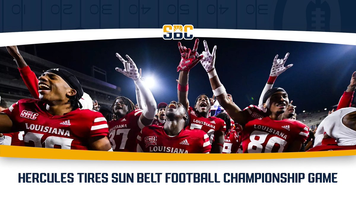 𝗛𝗢𝗪 𝗧𝗛𝗘𝗬 𝗚𝗢𝗧 𝗛𝗘𝗥𝗘.

<a href="/RaginCajunsFB/">Louisiana Ragin’ Cajuns® Football</a>, which is hosting the <a href="/HerculesTires/">Hercules Tires</a> <a href="/SunBeltFB/">Sun Belt Football</a> Championship Game for the second time, looks to keep home teams undefeated in the event &amp; earn its fourth #SunBeltFB title. ☀️🏈

📰 » sunbelt.me/3ZeY7mM