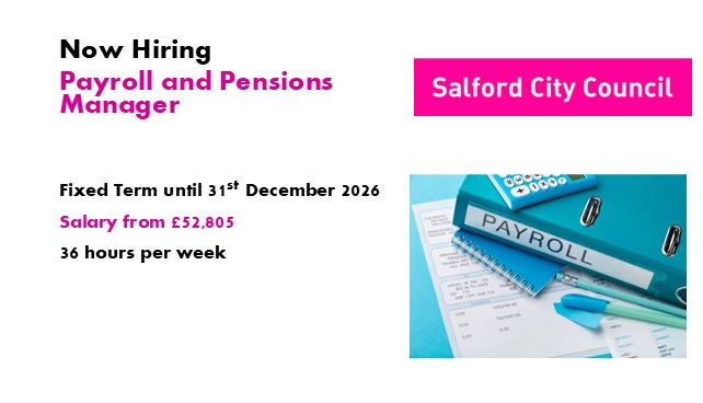 Join Our Team as a Payroll and Pensions Manager at Salford City Council! Can you lead and inspire our dynamic team? We are seeking a passionate and experienced person to join our team and be at the forefront of transforming our payroll and pensions services 📣