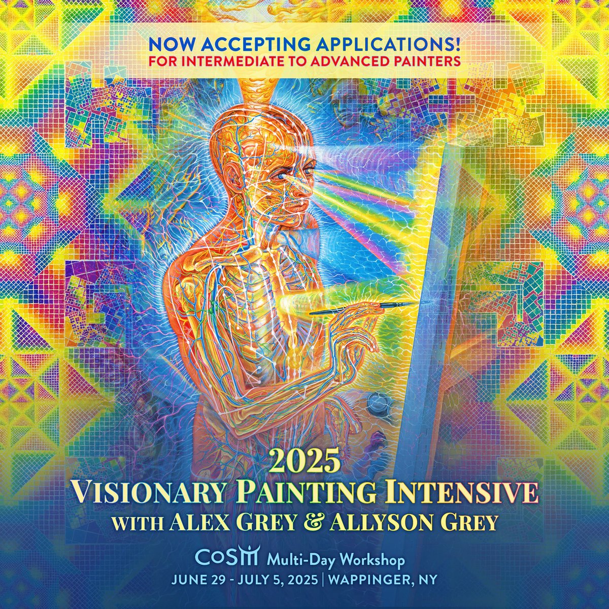 alexgreycosm's tweet photo. 🎨 Calling all intermediate and advanced painters! 🎨

Visionary Painting Intensive 
Led by @alexgreycosm &amp; @allysongreycosm 

🗓June 29 - July 5, 2025
📍@chapelofsacredmirrors, NY

🔗Apply Today!
https://t.co/4Ixx2oMuYd https://t.co/bmluOfcFBs