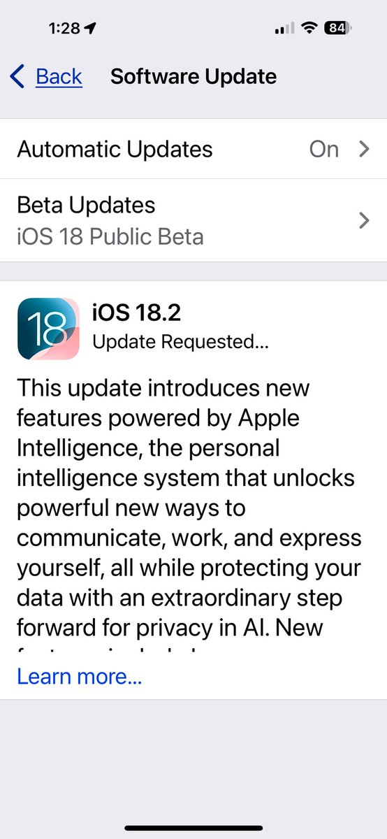 DanielYeme's tweet photo. Por fin #iOS 18.2 para desarrolladores #Apple #iPhone https://t.co/c3K8zA4KyX