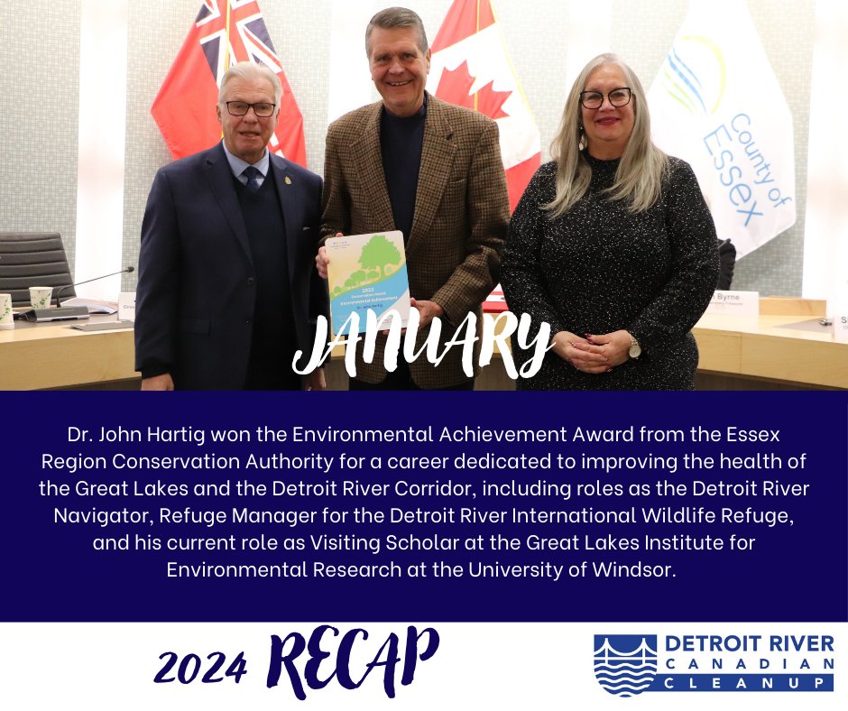 What a year 2024 has been! Follow along for our recap. In January, Dr. John Hartig won an Environmental Achievement award from <a href="/essexregionca/">EssexRegionConserve</a> for his career dedicated to the #greatlakes and #detroitriver.