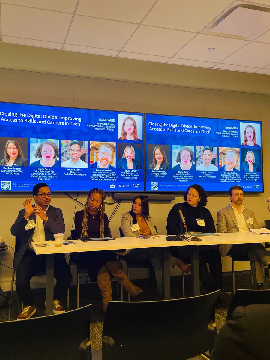 TechNYC's tweet photo. 👀 Spotted: Director of the Tech:NYC Foundation @bryanllozano joined the “Closing the Digital Divide” panel at the @NYCETC_org conference yesterday, sharing insights on bridging the digital divide and creating pathways to tech careers for underserved New Yorkers. #NYCETC https://t.co/soY1S3LRNF