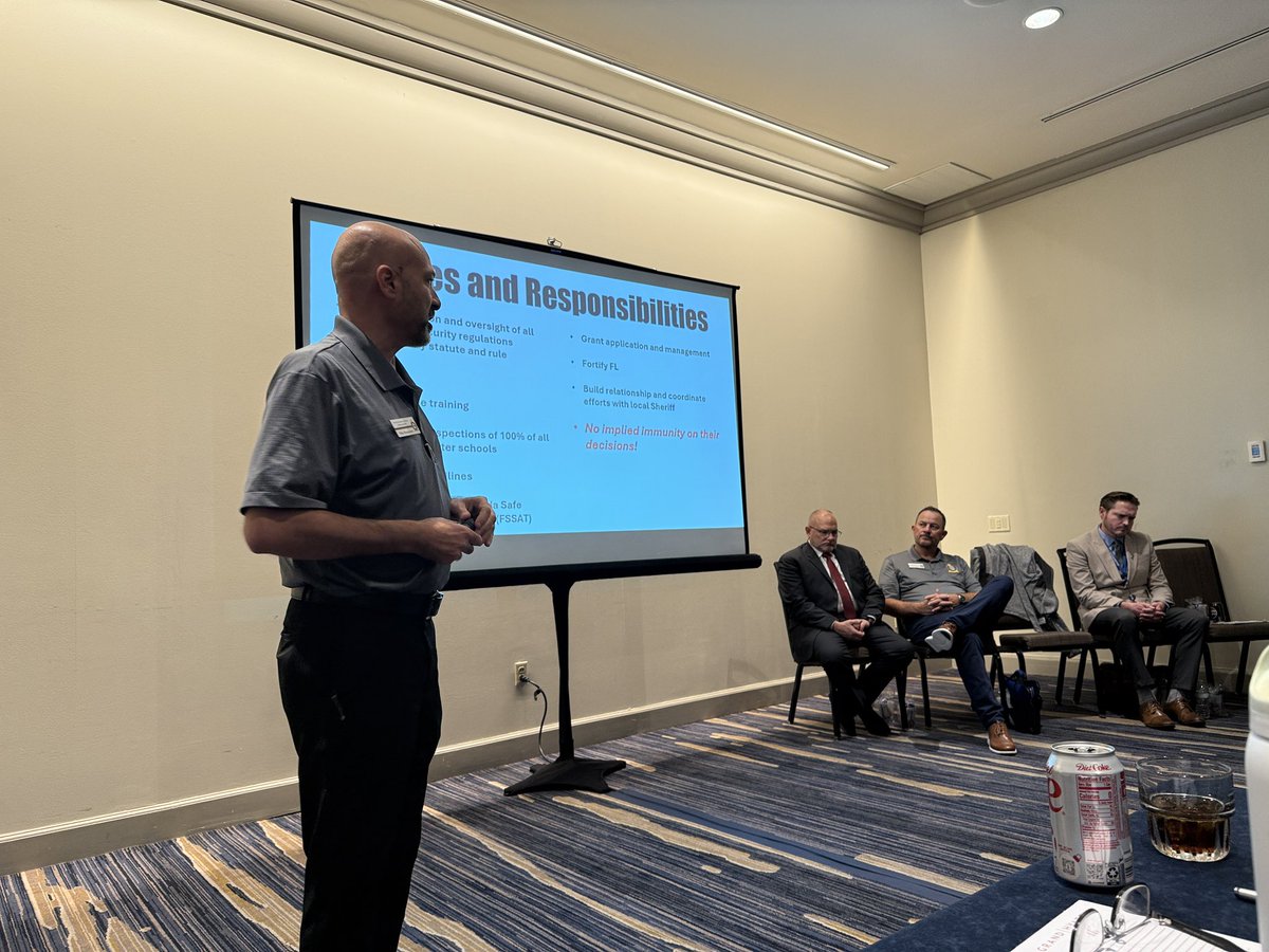 Our Vice President briefing Florida School Members on the responsibilities of school safety specialists 

#FS3 #FloridaSafeSchools
<a href="/PublicSchoolSup/">FADSS</a> <a href="/FLSchoolBoards/">FLSchoolBoardsAssoc</a>