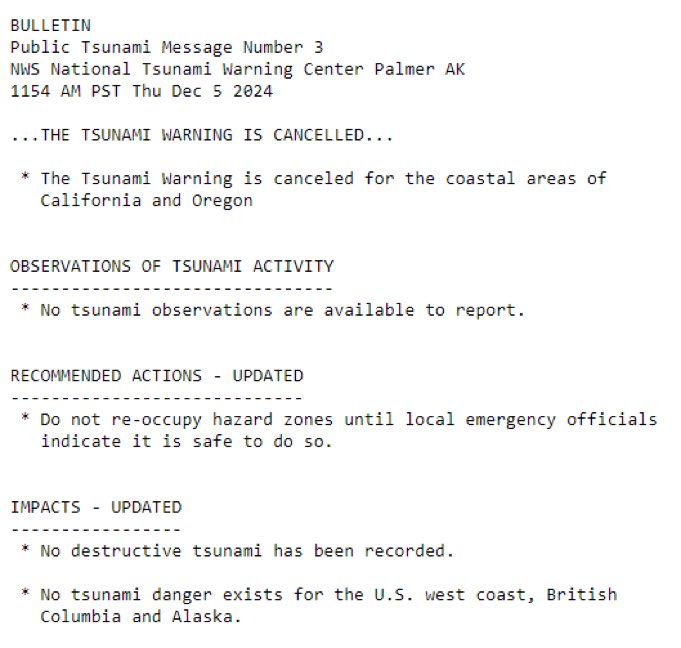 All the tsunami warnings have been canceled after 7.0 magnitude #earthquake  hit off California.

Via <a href="/AZ_Intel_/">AZ Intel</a>