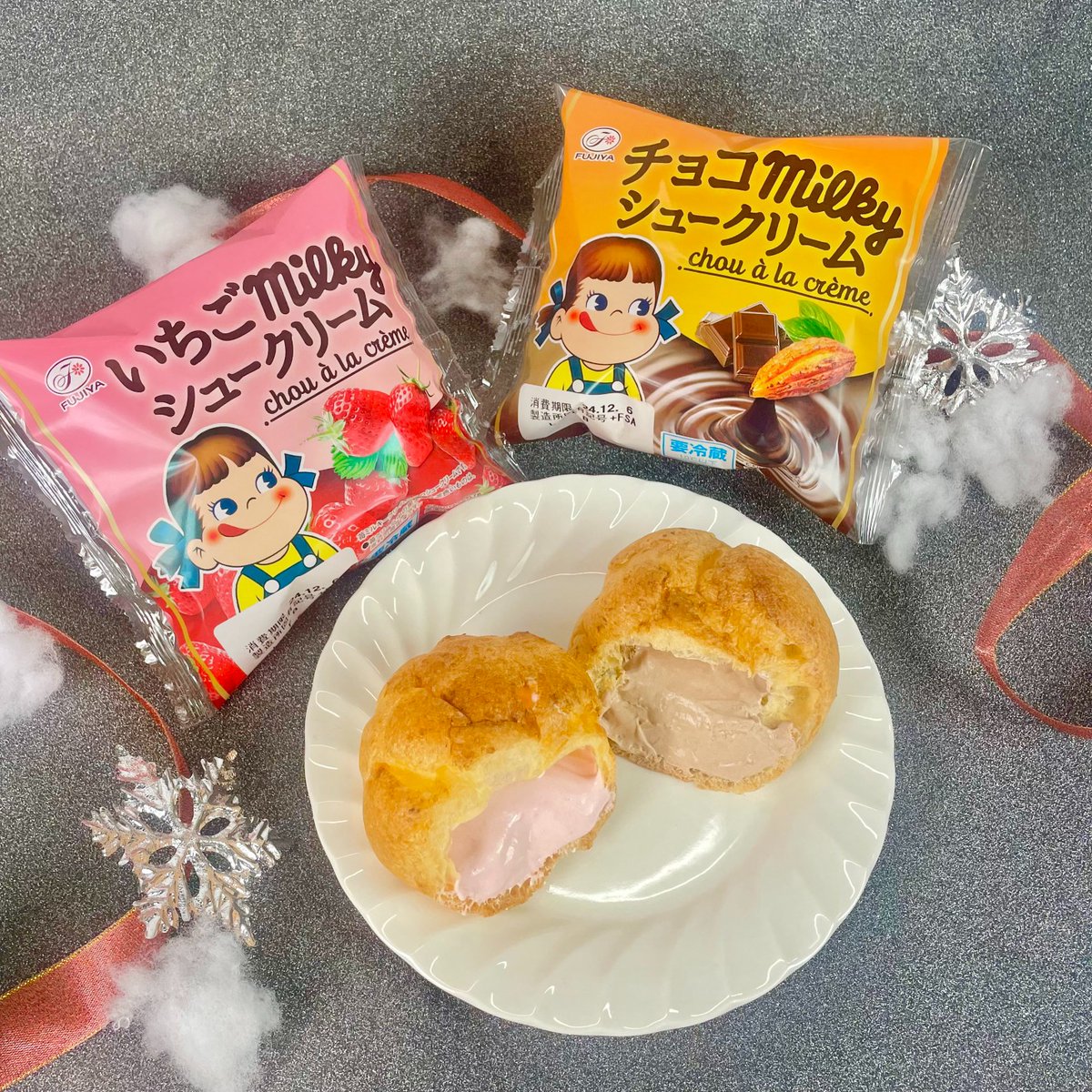 素材にこだわったシュークリームが 一部スーパーで発売中✨ 🍓いちご