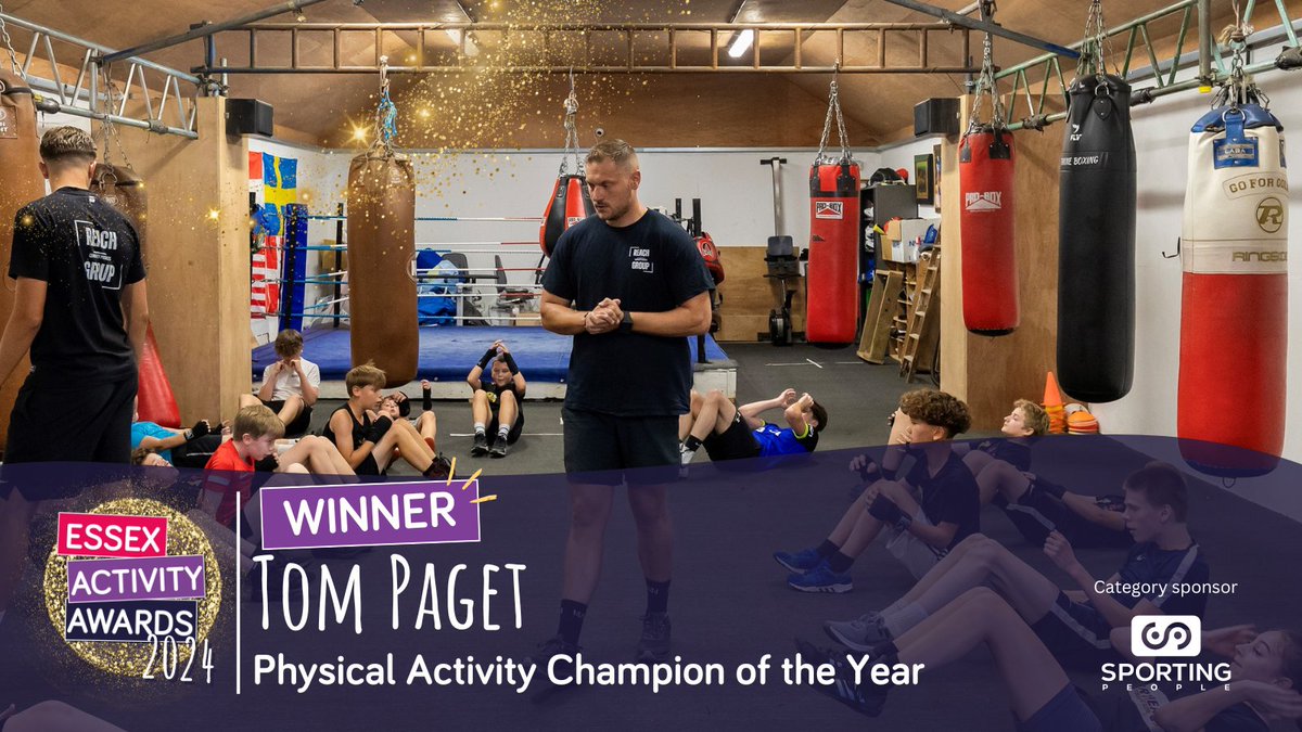 ActiveEssex's tweet photo. Our #EAA24 Physical Activity Champion, Tom Paget, has helped young people overcome challenges, find purpose, and thrive through tailored engaging physical activity.
Well done to highly commended Kelly Harman and Sandra Cripps.
Thanks to Sporting People for sponsoring.⭐ https://t.co/7ijMuLJ5tr
