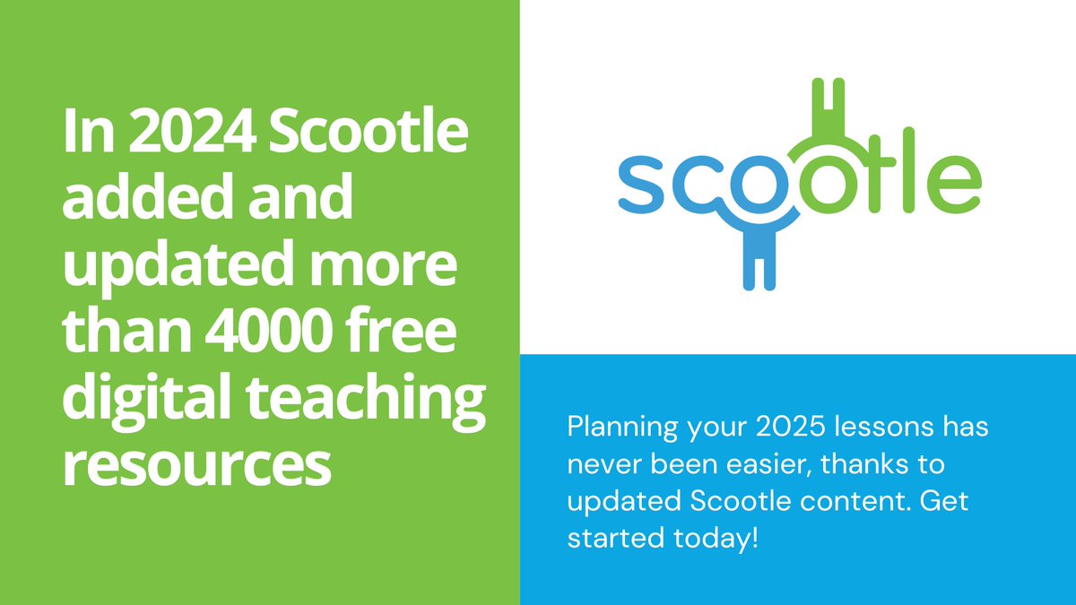 Plan your 2025 teaching with ease! Scootle’s new content is designed to simplify lesson planning, offering quick access to free, high-quality teaching and learning resources. Explore today and set yourself up for success in the new year: ow.ly/ETXV50Ull95