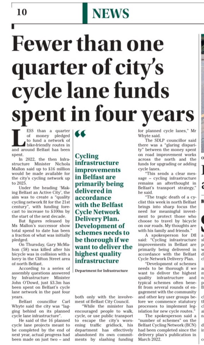 CarlJWhyte's tweet photo. Meanwhile DFI have slashed their Belfast cycle lane budget as reported last week in @irish_news - cycling through what you see above is just not possible. https://t.co/Wfw8rmyvyn