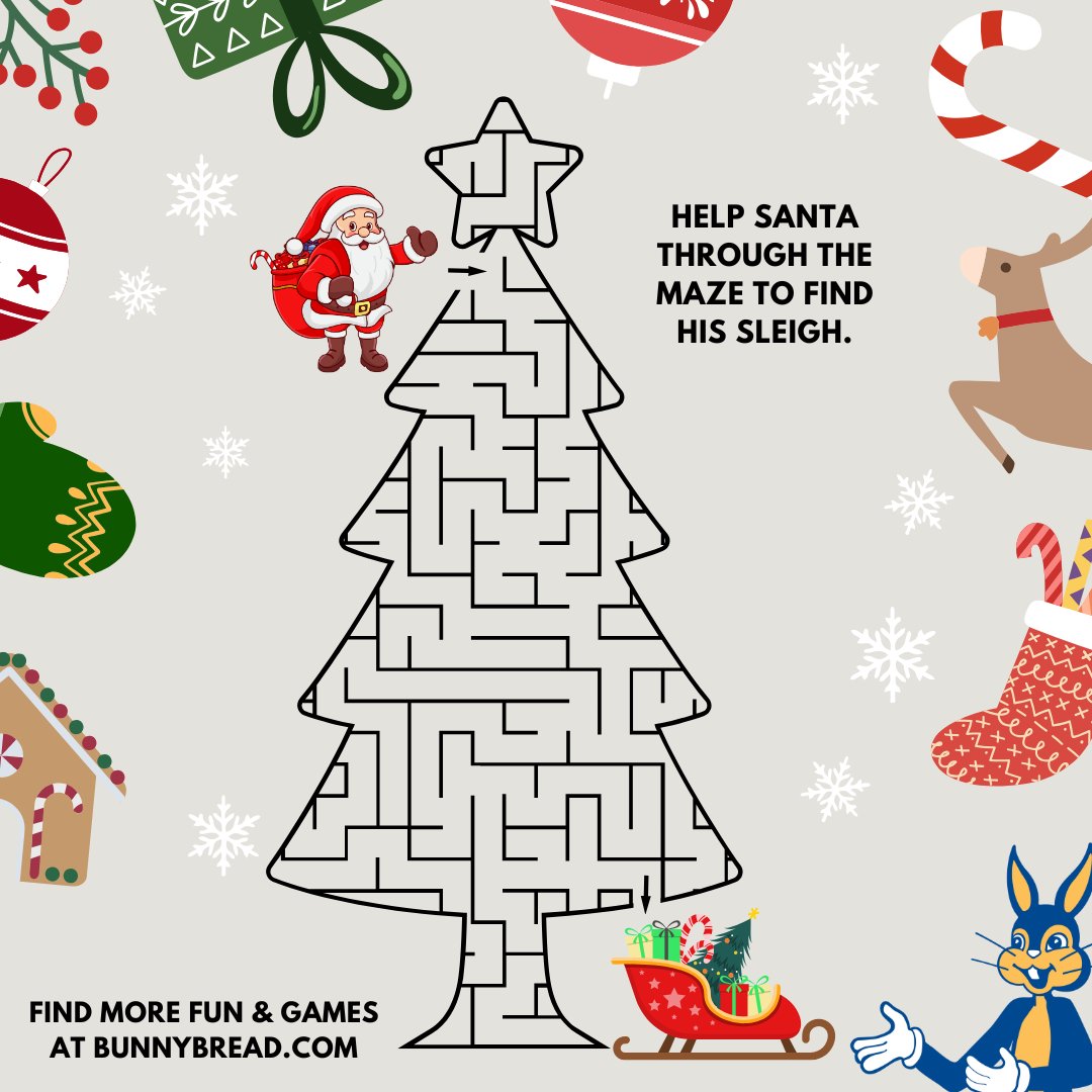 Help Santa through the maze to find his sleigh in this #FunFriday activity.
That's What I Said... #BunnyBread!
