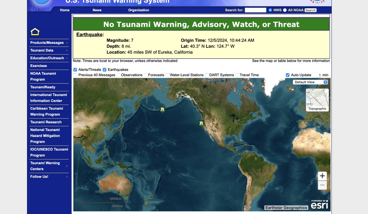 #california #sfbayarea #tsunami warning cancelled, as per the National Weather Service. (<a href="/NOAA/">NOAA</a>) Good test of the system, glad folks practiced how to stay safe!