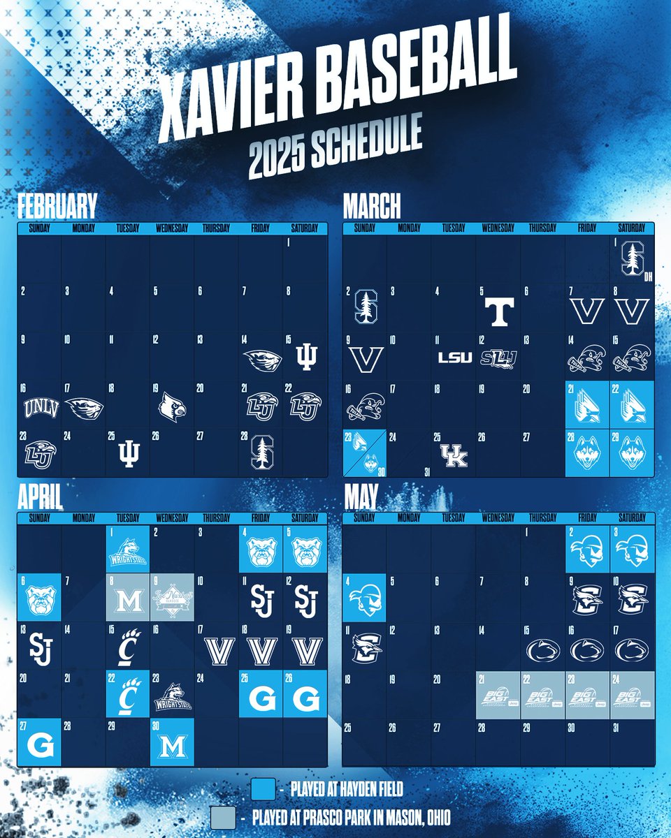 Check out the 2️⃣0️⃣2️⃣5️⃣ Xavier Baseball schedule!

More info: bit.ly/4iydi3o