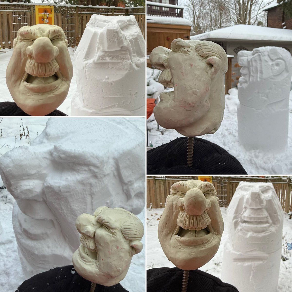 Snow sculpture in process.