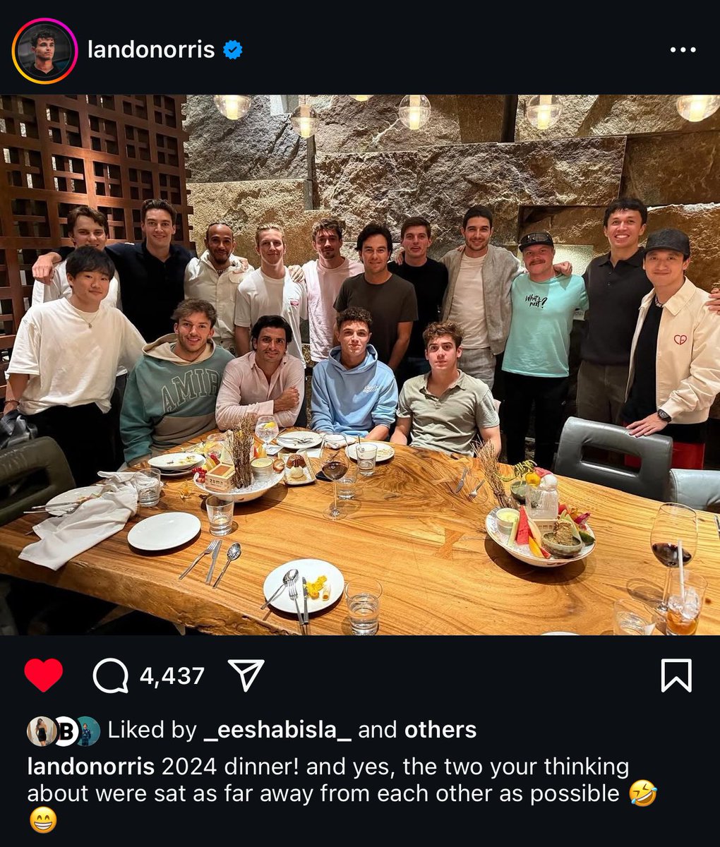 piastrict's tweet photo. Lando’s loving the drama 🍿 look at his caption! 🤣 https://t.co/wYYlFw76d5