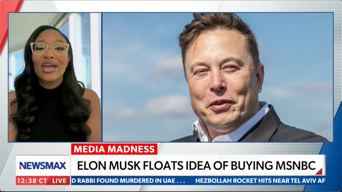 Project21News's tweet photo. On Newsmax, Project 21's Whitley Yates called the idea of #ElonMusk buying #MSNBC "phenomenal."

Watch: https://t.co/oFj0KMWHyT

@whitleyjyates @NEWSMAX @elonmusk @LidiaNews @Banned_Bill #MSDNC #JoyReid #TheView #mediabias #MainstreamMediaIsDead https://t.co/sCtvyz1Gta