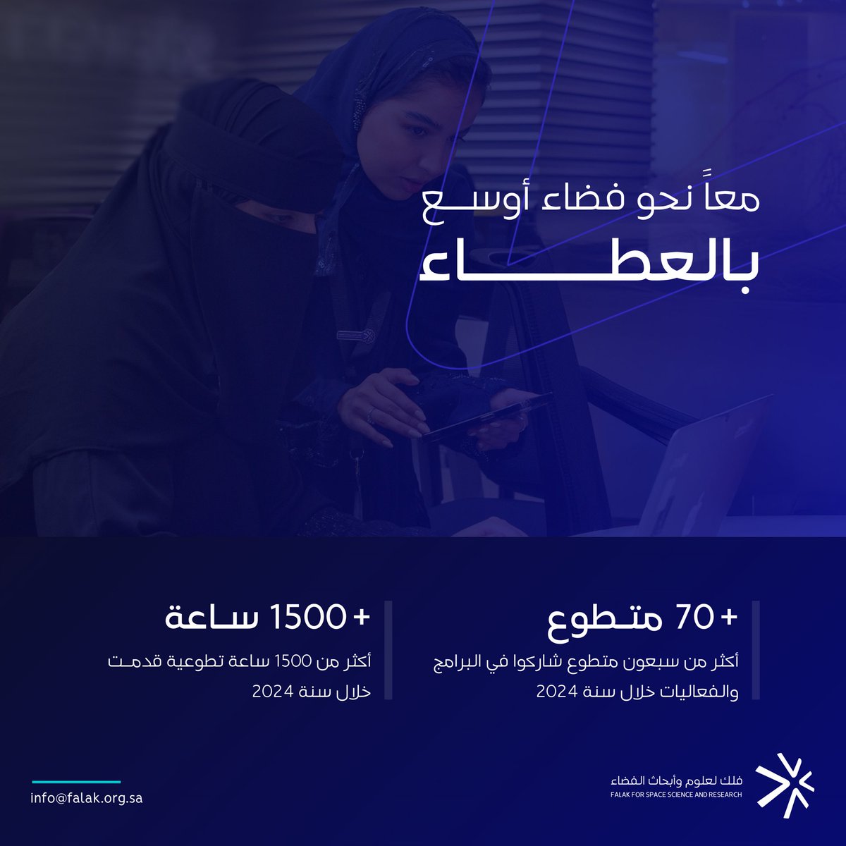 في #يوم_التطوع_السعودي_والعالمي، نتطوع علواً بوطننا، حيث نحتفي بمساهمات شبابنا الواعد

#متصل_بالكون