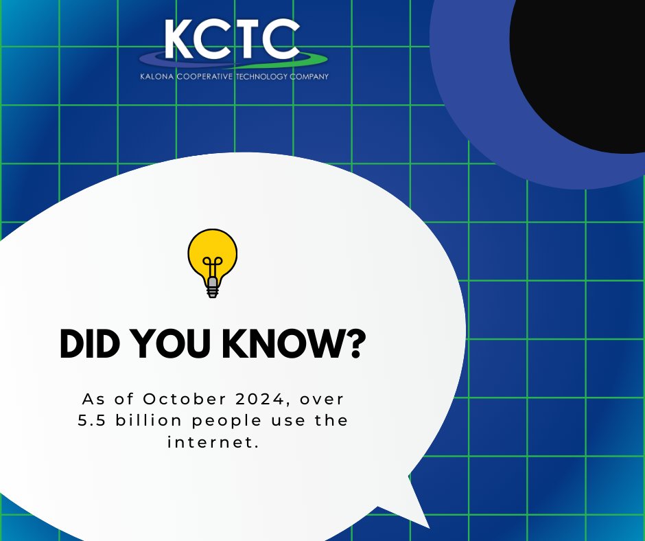 KalonaCoop's tweet photo. ⁉DID YOU KNOW⁉

Did you know that as of October 2024, more than 5.5 billion people are using the internet? Stay tuned for more tech facts!
☎319-656-3668
🌐https://t.co/0pwNEmBZIo
📍510 B Ave Kalona
📍112 S Ave B Washington
📍210 W Main ST Wayland
#DidYouKnow https://t.co/d5FClno1fF