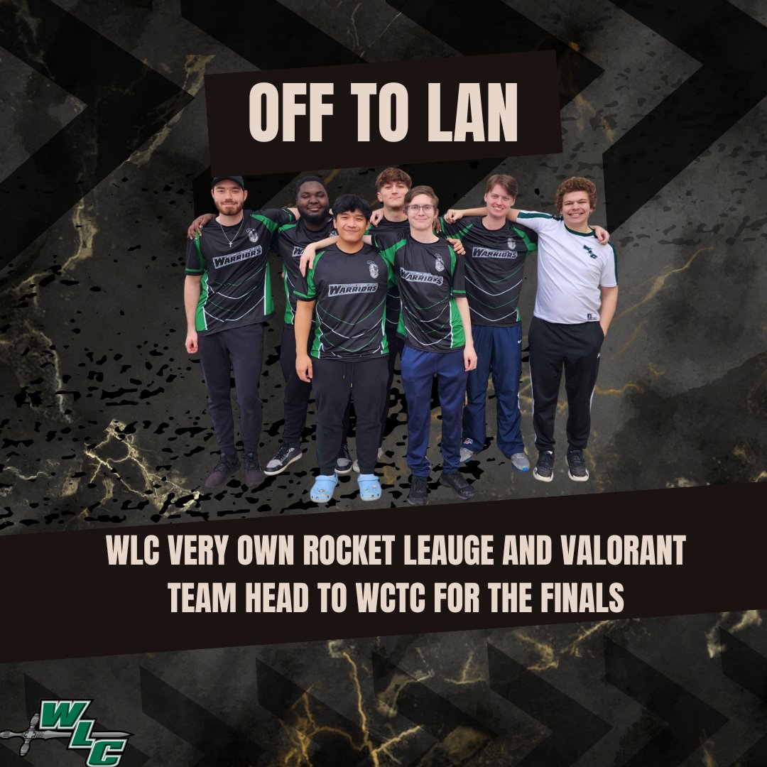 WLC very own Rocket League and Valorant team are heading to the finals.

Rocket League plays <a href="/CarthageEsports/">Carthage Firebirds Esports</a> Saturday at 2:00pm. Stream to be determined. If they win, they will play Sunday against UW Madison at 2:00pm

Valorant plays UW Madison at 11:00am Sunday for the finals.